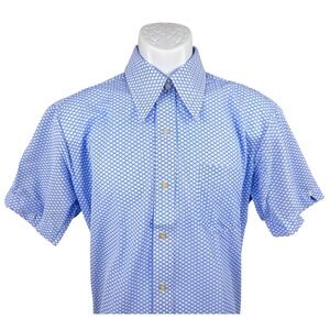 Nobility Vintage Knit Shirt‎ Short Sleeve Button Up Patterned Mens L